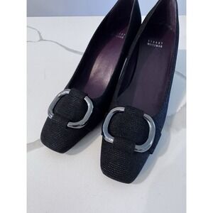 Stuart Weitzman‎ The Tube Black Goose Bump Leather Pump Heel Size 10M